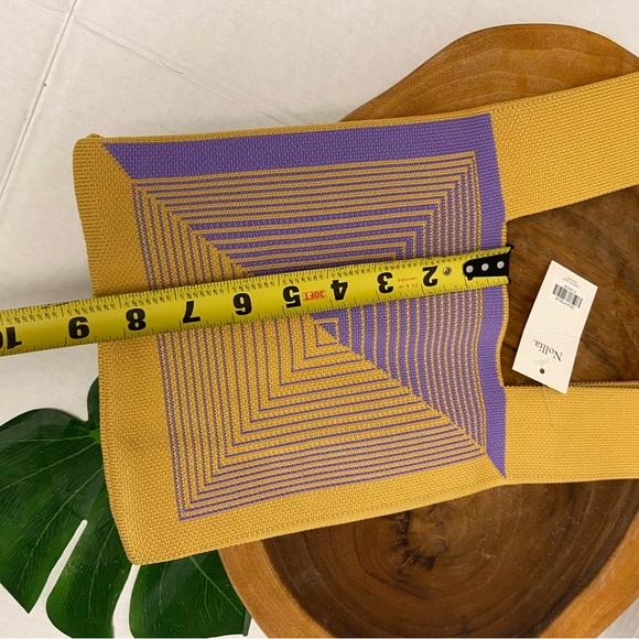 Nollia Mini Purple & Mustard Illusion tote Bag NWT - Picture 5 of 7